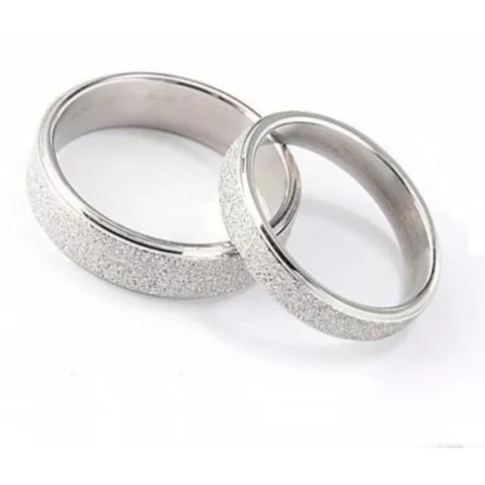 2pcs Silver Frosted Couple Rings